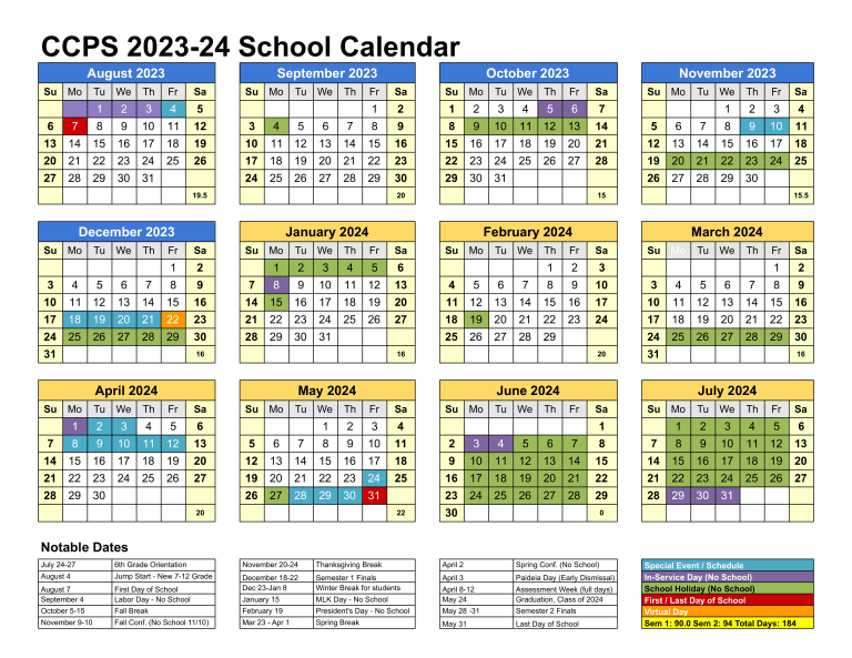 School Calendar Cottonwood Classical Preparatory School