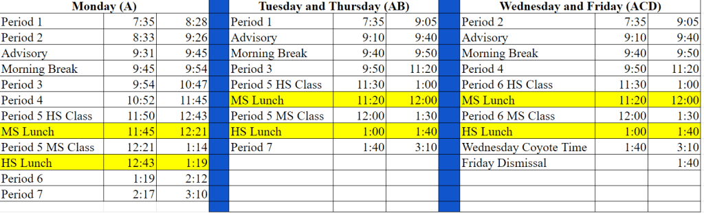 Website Bell Schedule
